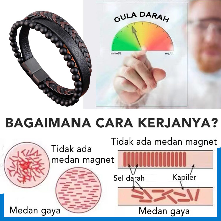 Beli gelang dan dapatkan cincin gratis - Gelang terapi magnetik unisex penurun gula darah - Pengiriman dari Jakarta