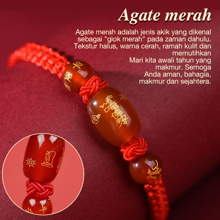 Potongan kedua hanya 130rb - Kenakan gelang kepang tali merah dengan dua belas lambang zodiak - bawalah tahun keberuntungan dan kesehatan.	