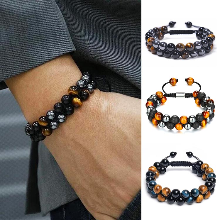 Potongan kedua hanya 120rb - Gelang Batu Akik Mata Harimau Alami dengan Perlindungan Tiga Kali Lipat - Dapat Disesuaikan, dengan Kotak Perhiasan, Garansi 1 Tahun