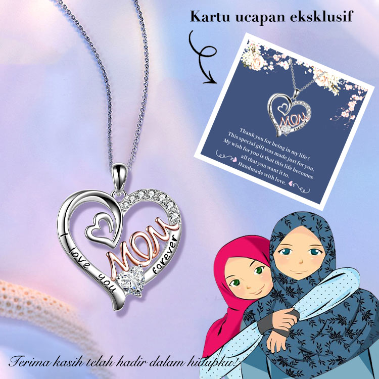 Penjualan Hari Ibu - Sterling Silver dan Kalung Berlian dengan Kartu Ucapan - Hadiah Hari Ibu