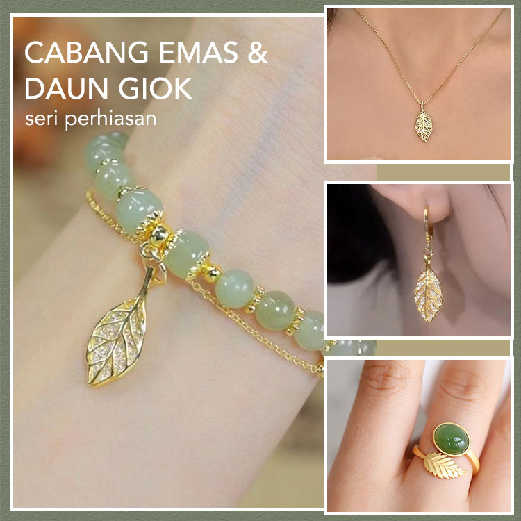 6.18 Promo Pertengahan Tahun-Cabang 18K Emas Dan Perhiasan Seri Daun Giok